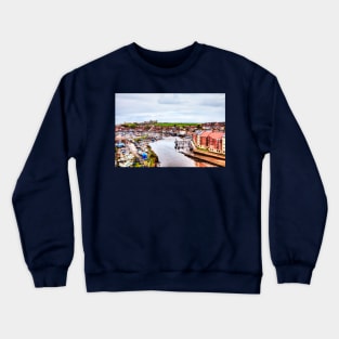 Whitby Marina And Harbor And Abbey And Church Crewneck Sweatshirt